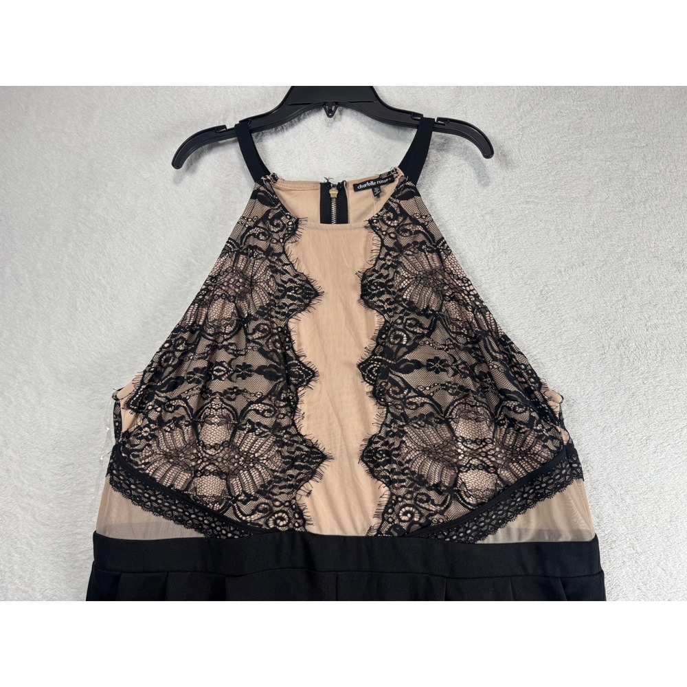 Charlotte Russe Plus Size 3X Black Lace Halter Jumpsuit RO-4817PLX NWT - Picture 8 of 11